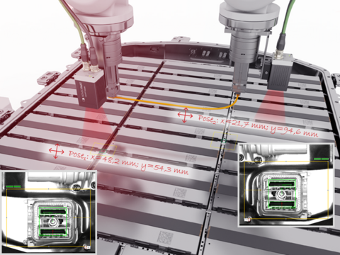 Präzise und automatisierte Montage von elektrischen Steckverbindungen mit dem Vision-Sensor für Robotik und kooperierenden Robotern. 