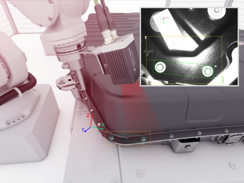  Der Vision-Sensor für Robotik führt die Schnüffellanze präzise an die gewünschte Position zur Gaskontrolle.  