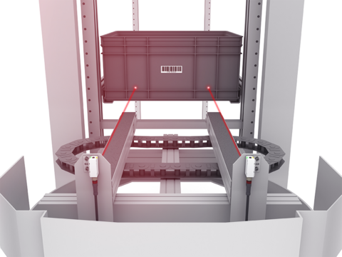 Contrôle de présence et détermination de la position des pièces dans un ascenseur, par exemple pour le stockage autonome à l'aide de robots mobiles.